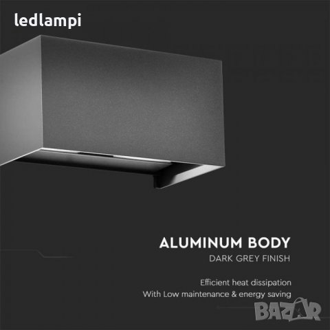 LED Стенен Осветител 24W IP65 Сив, снимка 4 - Външни лампи - 38359559