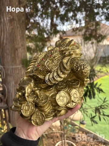 Трикрака жаба с паричка в устата, снимка 4 - Декорация за дома - 53408502