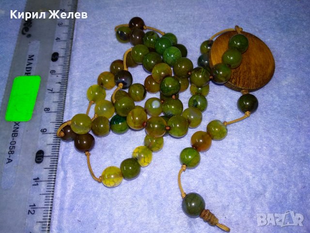 ШАРМАНТНА СКЪПОЦЕННА ХЕНД МЕЙД АРТ ОГЪРЛИЦА ЗЕЛЕН МРАМОРЕН НЕФРИТ и САНДАЛОВО ДЪРВО 26059, снимка 10 - Колиета, медальони, синджири - 40684831