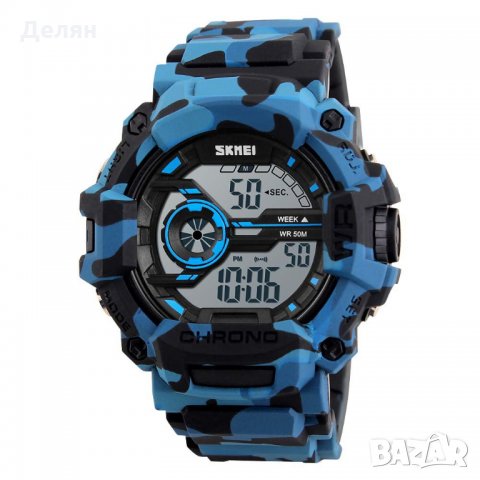 Мъжки часовник 036, електронен, син камуфлаж, снимка 1