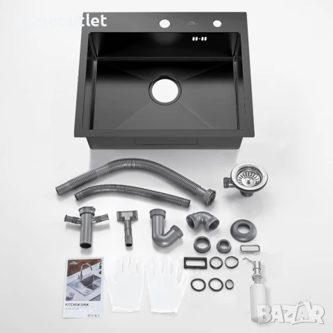 ПРОМОЦИЯ Кухненска мивка от неръждаема стомана с нано покритие в черно  AURALUM JZF0603 , снимка 4 - Други - 50983059