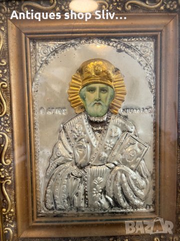 Стара гръцка икона - Св. Никола №2698, снимка 2 - Антикварни и старинни предмети - 38135685
