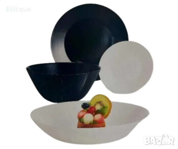 Черно-бял сервиз за хранене от 19 части Luminarc Lea Black & White, снимка 3 - Съдове за готвене - 52684600