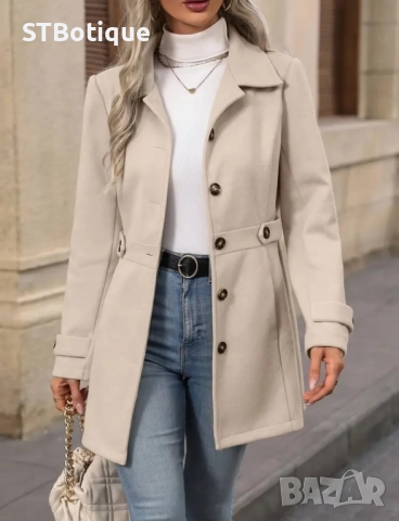 🌸 Дамско бежово палто – Елегантност и стил от STBoutique! 🌸, снимка 2 - Палта, манта - 52048027