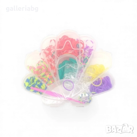 Комплект ластички за гривни в кутия сърце – цветни Loom bands