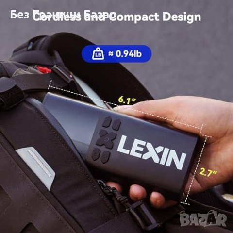 Нов LEXIN P4 Преносим Компресор за Гуми 150PSI, Бързо Надуване, снимка 4 - Компресори - 43711817