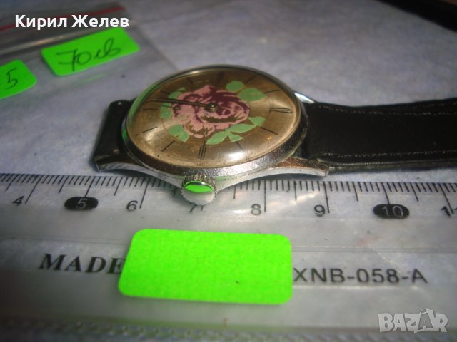 ВОСТОК Стар РУСКИ МЕХАНИЧЕН ВИНТИДЖ ЧАСОВНИК с ФЛОРАЛНА АПЛИКАЦИЯ на ЦИФЕРБЛАТА КОЖЕНА КАИШКА 28075 , снимка 13 - Антикварни и старинни предмети - 37349353