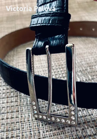 Красив черен колан естествена кожа, снимка 3 - Колани - 49729613