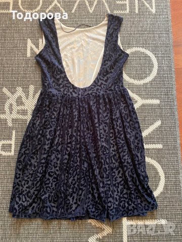 Тъмносиня рокля ZARA с гол гръб., снимка 2 - Рокли - 40618884