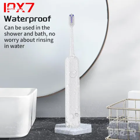 Електрическа звукова четка за зъби с 3 глави и 6 режима на почистване, 50000 VPM, бяла, снимка 8 - Други - 49275420