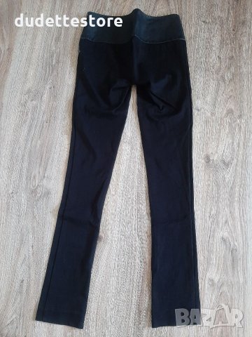 Черен панталон с кожен колан, снимка 3 - Панталони - 32314256