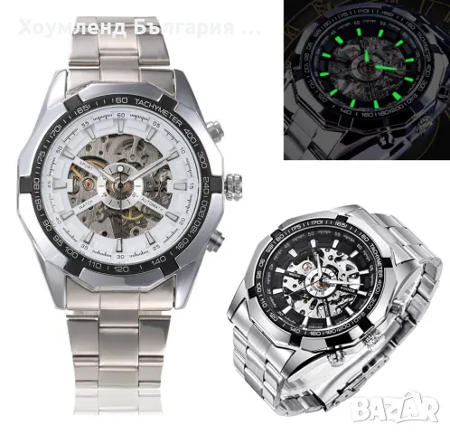 Механичен самонавиващ се мъжки часовник с Open Heart дизайн, снимка 3 - Мъжки - 48767969