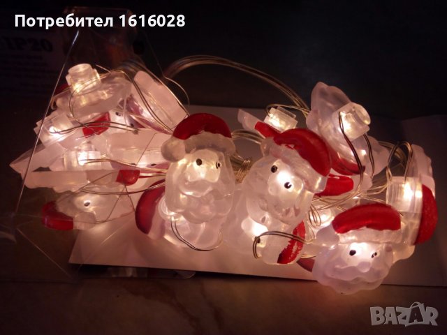 Нов Герлянд с 20 LED лампички с дядо Коледа и Снежко., снимка 2 - Декорация за дома - 38435633