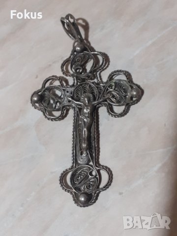 Стар метален възрожденски кръст - филигран, снимка 1 - Антикварни и старинни предмети - 43300669