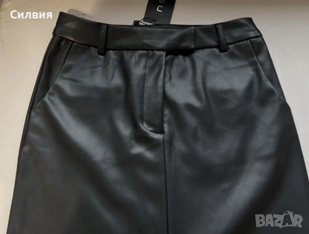 Нова дълга черна лъскава кожена пола "Amisu" / "Амису" с етикет, номер 48, размер "S", снимка 5 - Поли - 53205429