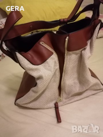 Нова чанта цвят крем с кожа, снимка 3 - Чанти - 42963654