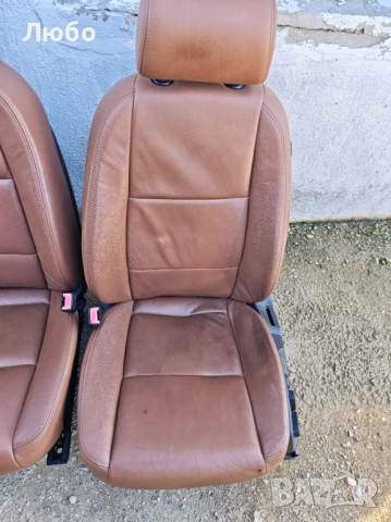 Предни седалки кафява кожа електрически за Ауди А6 ц6 4ф Audi A6 c6 4f, снимка 3 - Части - 52458353