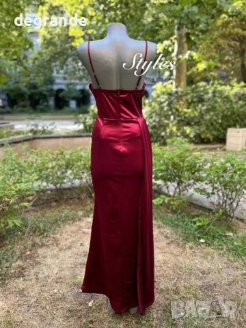 Сатенена дамска рокля в цвят Циклама и Черно, снимка 6 - Рокли - 51322628