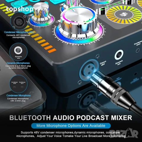 НОВ, ТЕСТВАН, пакет оборудване за подкаст Xisono, аудио интерфейс и XLR кондензаторен микрофон..., снимка 8 - Микрофони - 50555899