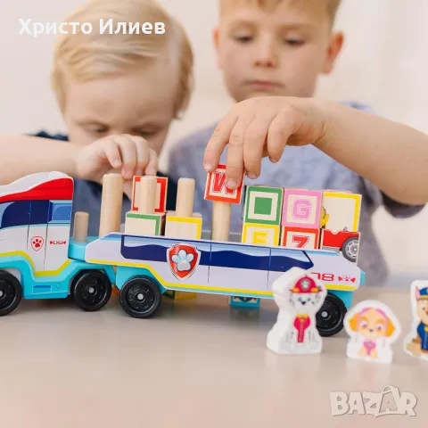 Дървен камион с кубчета с азбуката Melissa & Doug Сортер камион с аксесоари Paw Patrol, снимка 2 - Образователни игри - 48795452