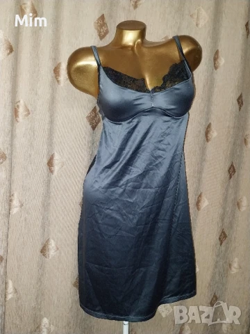  85 С Сатенена, моделираща рокля в оловно сиво, снимка 5 - Корсети, бюстиета, топове - 50855997