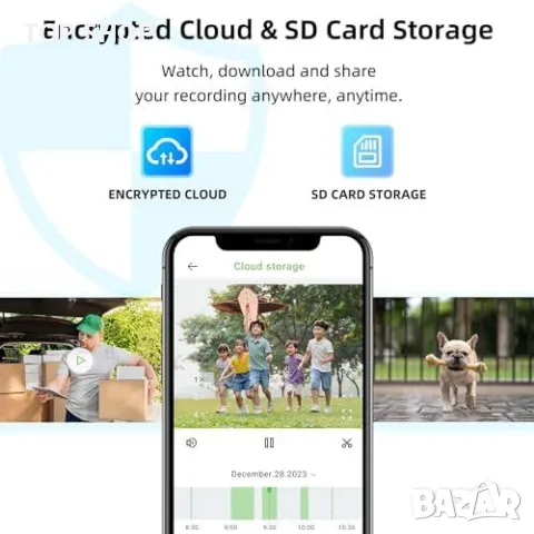Нова 2K Сигурност Камера Septekon с Датчик за Движение и Облак Хранилище, снимка 6 - IP камери - 49251670