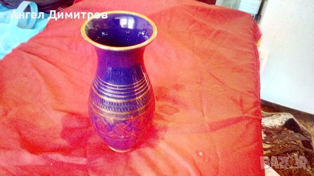 Стара красива керамична ваза с позлата , снимка 2 - Антикварни и старинни предмети - 37286463