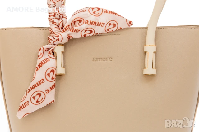 Класическа дамска чанта AMORE Eleonora - Beige, снимка 2 - Чанти - 50657237