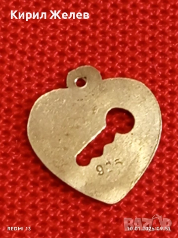 Сребърен медальон във формата на сърце ❤️ с апликация на ключ романтичен подарък 52648, снимка 8 - Колиета, медальони, синджири - 53051150
