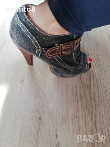 дънкови обувки на висок ток, снимка 3 - Дамски обувки на ток - 11683103
