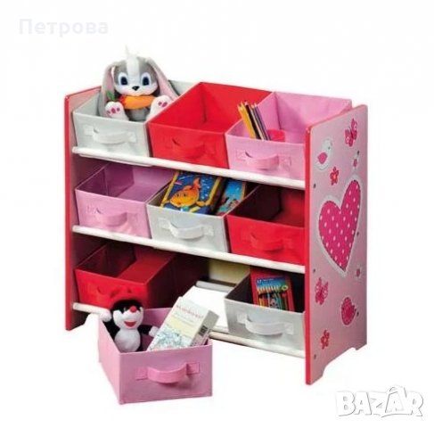 Етажерка за детски играчки-66х59,5х30/детска етажерка с текстилни кутии, снимка 4 - Мебели за детската стая - 35334444