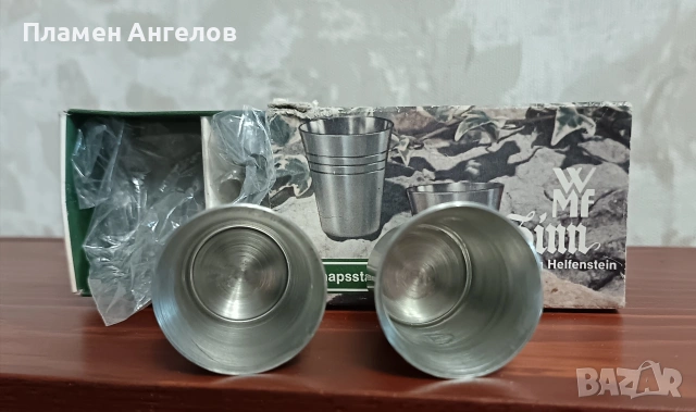 Комплект от две метални, калаени чаши- WMF , снимка 9 - Антикварни и старинни предмети - 53376728