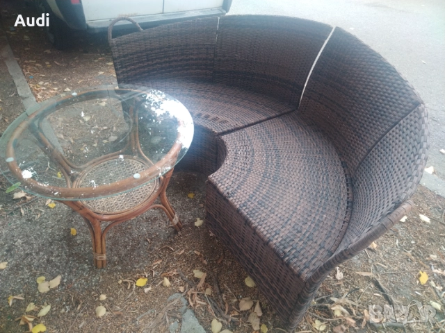 Комплект градински мебели от изкуствен  ратан - Маса и канапе Размери на канапето Широчина 185см Вис, снимка 3 - Градински мебели, декорация  - 51841133