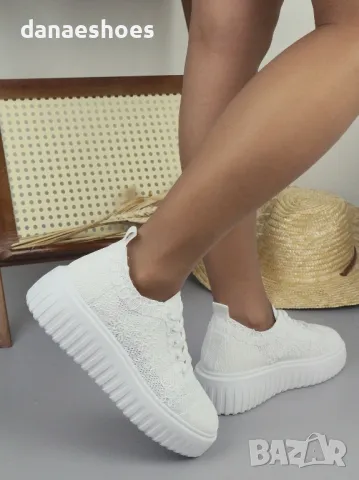 Дамски кецове от дантела на платформа , снимка 1