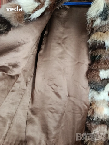 Кожено палто от лисица с цветни парчета естествен косъм М, снимка 4 - Палта, манта - 53498857