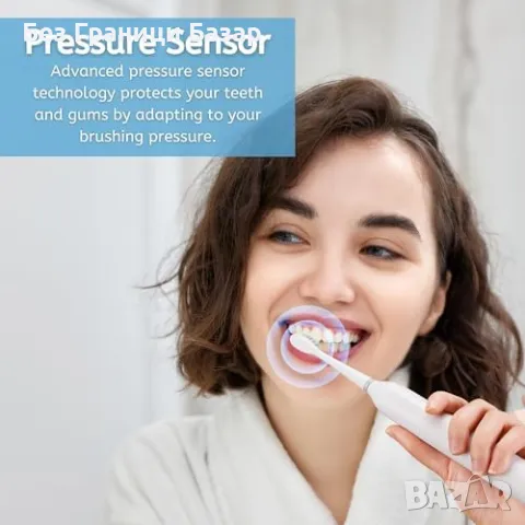 Нова BarberBoss Електрическа четка за зъби 5 режима + 6 глави и калъф, снимка 2 - Други - 49288941