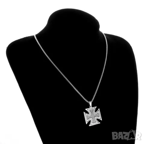 Рицар Тамплиер Колие Малтийски Кръст Stainless Iron Cross Pendant Necklace Knights Templar Commander, снимка 5 - Други ценни предмети - 50081778