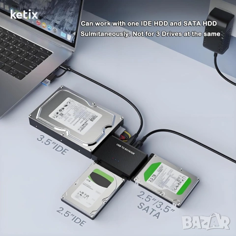 USB 3.0 към SATA IDE адаптер за твърд диск, снимка 4 - Други - 53533937