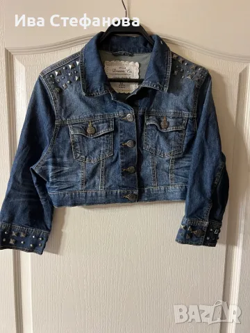 Дамско дънково яке преходно тип късо болеро  ежедневно елегантно еластичен син  деним, снимка 2 - Якета - 50071317