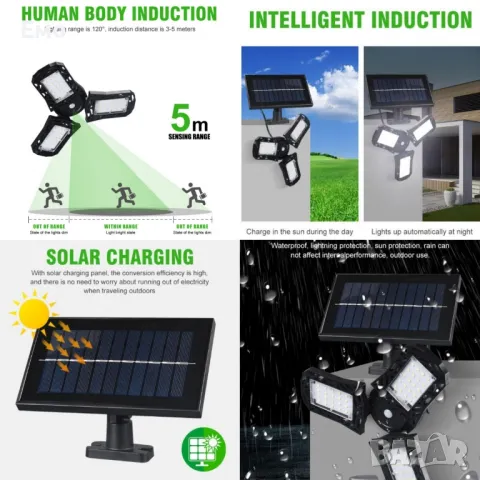 Слънчева соларна LED лампа за къмпинг и домакинство