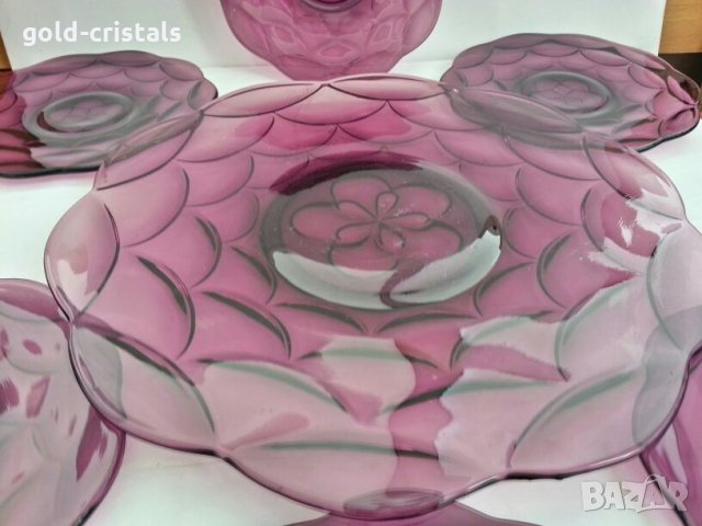 Стъклени чинии цветно лилаво стъкло, снимка 6 - Антикварни и старинни предмети - 27012145