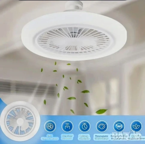 Лед лампа с вентилатор и дистанционно управление , снимка 2 - Лед осветление - 50975297