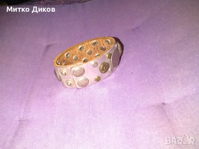 l'anatra metallica женска рокерска гривна маркова за ръка естествена кожа с орнаменти 208мм