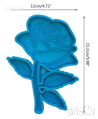 Грамадна бодлива роза с контур  силиконов молд форма декор украса фондан шоколад гипс торта смола, снимка 2 - Форми - 32611981