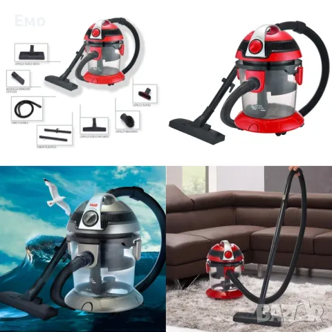 Прахосмукачка с воден филтър Voltz OV51001N, 800W-1000W, 10л. Червена, Сива - Гаранция 12 месеца 