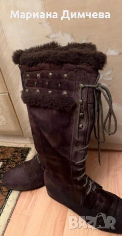 Дамски зимни ботуши с топла пухена подплата, снимка 4 - Дамски ботуши - 53114376