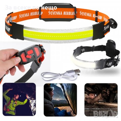 LED челник TM-G13 с USB зареждане и с 3 светлинни режима Панорамен лентов, снимка 2 - Къмпинг осветление - 36967586