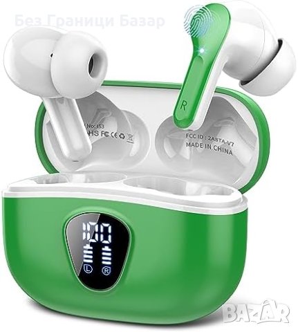 Нови Зелени Bluetooth 5.3 Безжични Слушалки с ENC Шумопотискане и Мощен Бас, снимка 1 - Bluetooth слушалки - 43265271