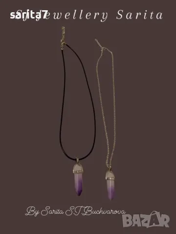 Колиета в шестоъгълна форма от Аметист в бохо стил 