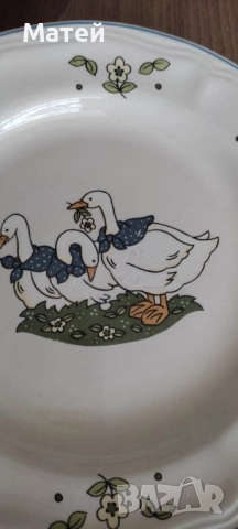 Порцеланова чаша и подложна чинийка* Декор " Патки" , снимка 4 - Чаши - 52265819
